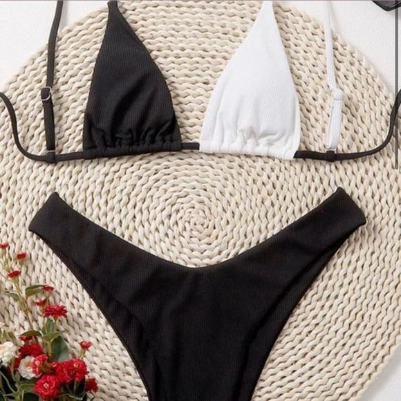 no brand Other - NEW White/Black Two Piece Bikini Size L